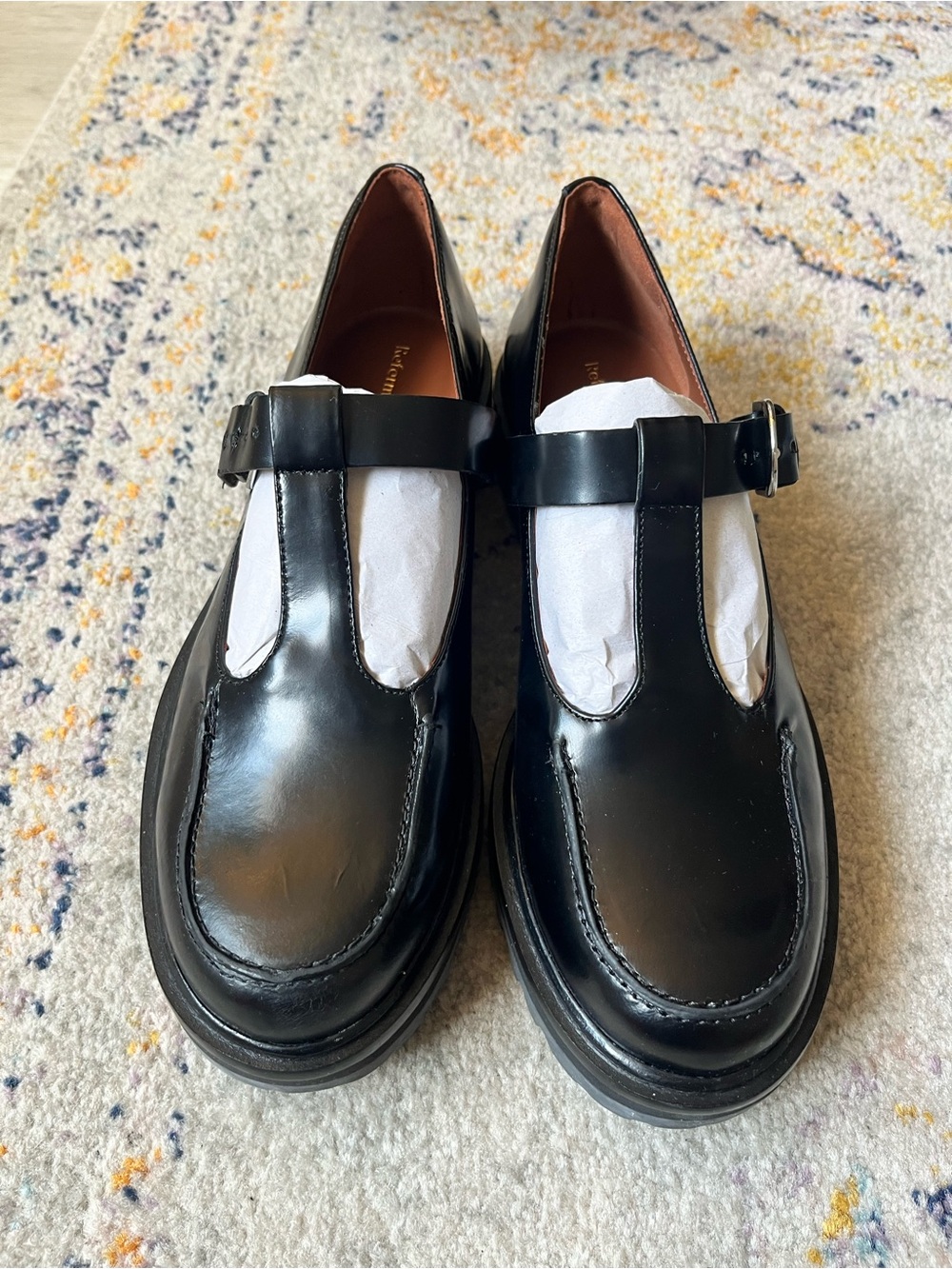 Reformation Black T-Strap Patent-Look Kids Dress Shoes
